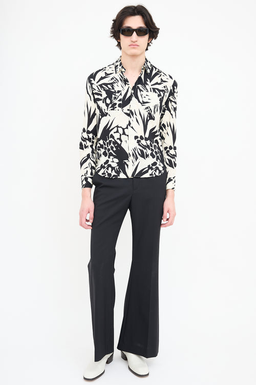 Saint Laurent Cream & Black Printed Shirt