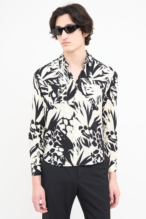 Saint Laurent Cream & Black Printed Shirt