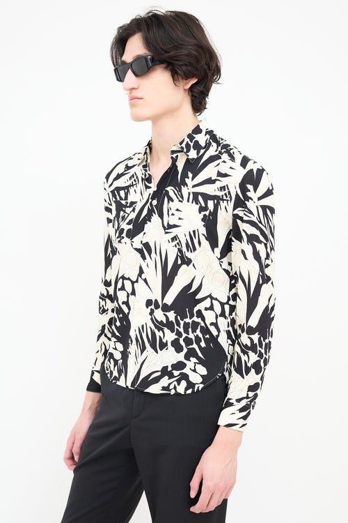 Saint Laurent Cream & Black Printed Shirt