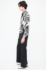 Saint Laurent Cream & Black Printed Shirt
