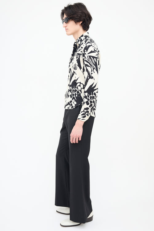Saint Laurent Cream & Black Printed Shirt