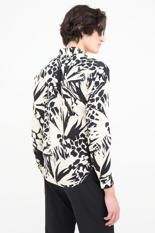 Saint Laurent Cream & Black Printed Shirt