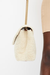 Saint Laurent Cream & Gold Shearling Lou Lou Bag