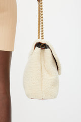 Saint Laurent Cream & Gold Shearling Lou Lou Bag