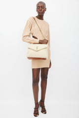 Saint Laurent Cream & Gold Shearling Lou Lou Bag