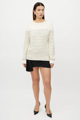Saint Laurent Cream & Metallic Gold Striped Sweater