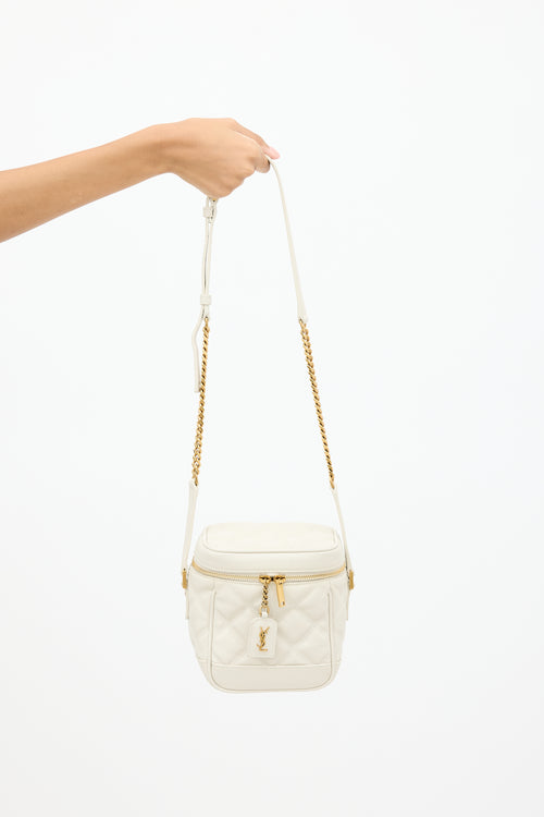 Saint Laurent Cream Quilted Leather 80s Vanity Crossbody Bag