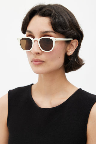 Saint Laurent Cream SL 28 007 Square Sunglasses