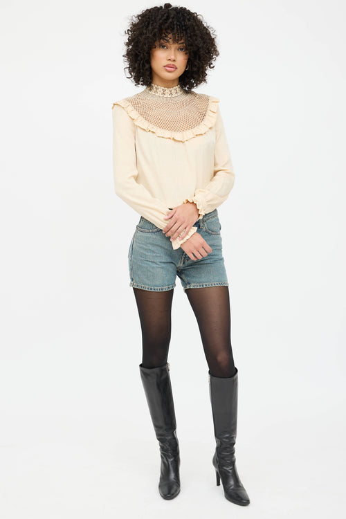 Saint Laurent Silk Crochet Lace Blouse