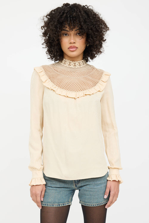 Saint Laurent Silk Crochet Lace Blouse