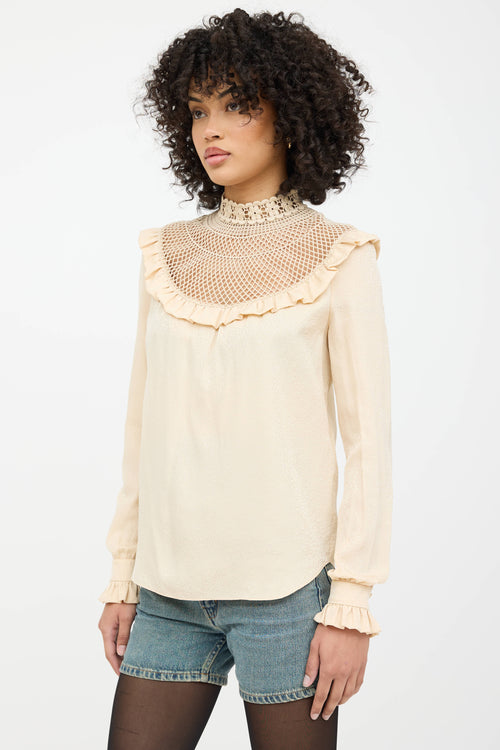 Saint Laurent Silk Crochet Lace Blouse