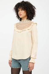 Saint Laurent Silk Crochet Lace Blouse