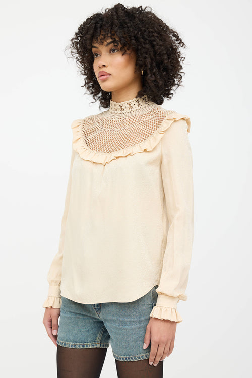 Saint Laurent Silk Crochet Lace Blouse