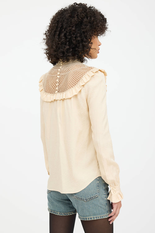 Saint Laurent Silk Crochet Lace Blouse