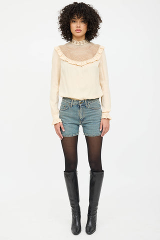 Saint Laurent Silk Crochet Lace Blouse