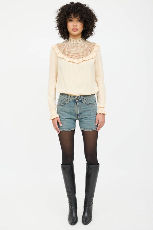 Saint Laurent Silk Crochet Lace Blouse