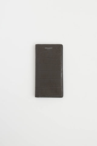 Saint Laurent Embossed Long Leather Bifold Wallet