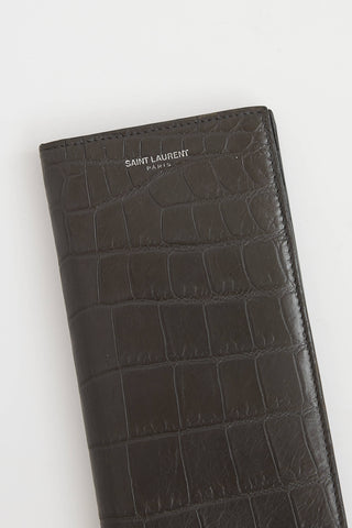 Saint Laurent Embossed Long Leather Bifold Wallet