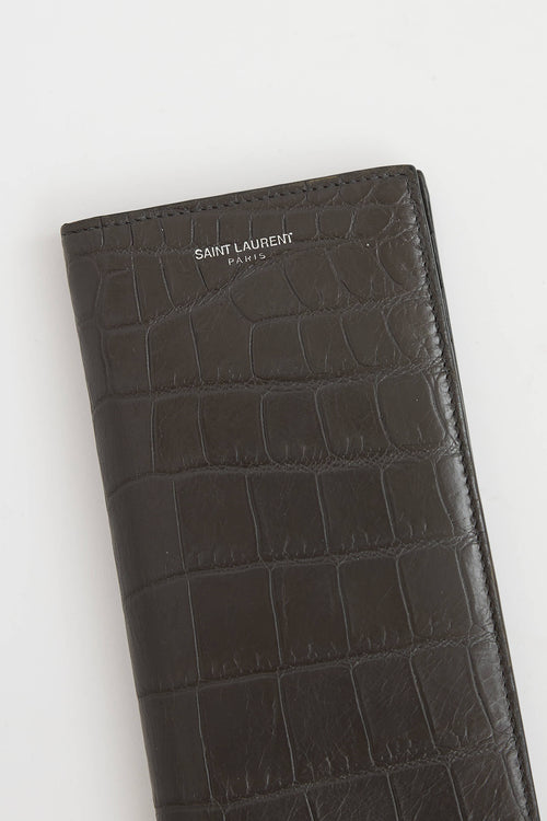Saint Laurent Embossed Long Leather Bifold Wallet