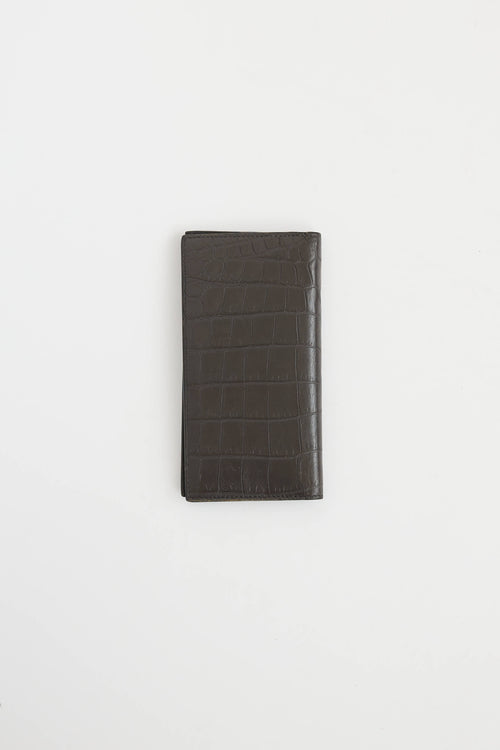Saint Laurent Embossed Long Leather Bifold Wallet