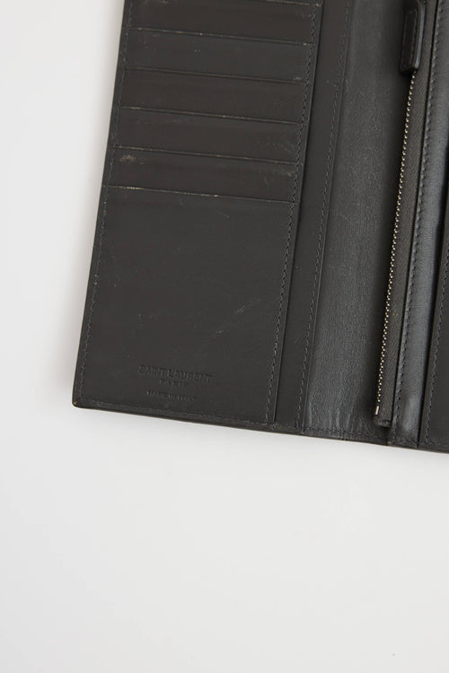 Saint Laurent Embossed Long Leather Bifold Wallet