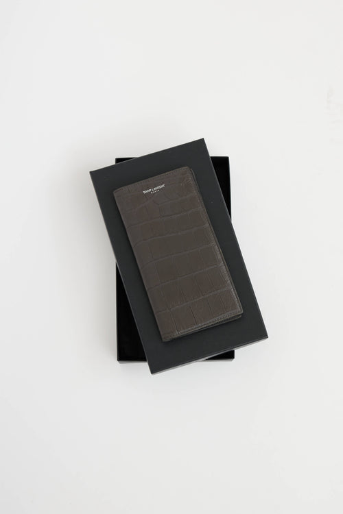 Saint Laurent Embossed Long Leather Bifold Wallet