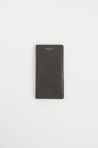 Saint Laurent Embossed Long Leather Bifold Wallet