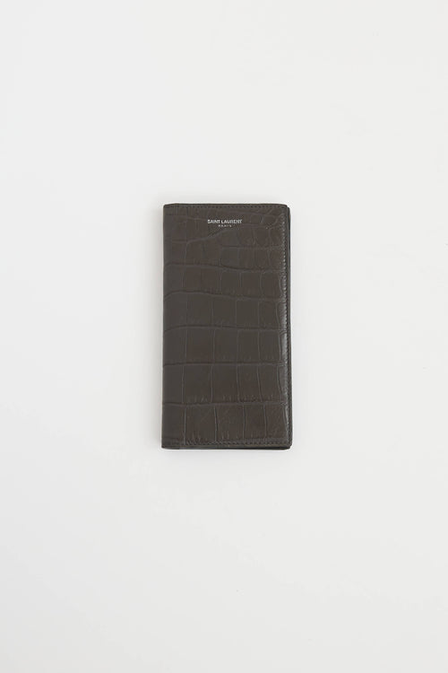 Saint Laurent Embossed Long Leather Bifold Wallet