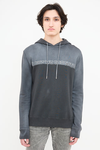 Saint Laurent Dark Grey & Black Love Forever Hoodie