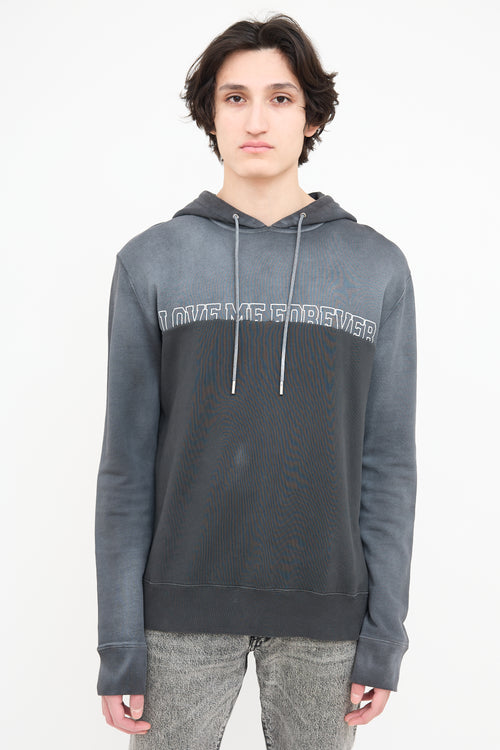 Saint Laurent Dark Grey & Black Love Forever Hoodie