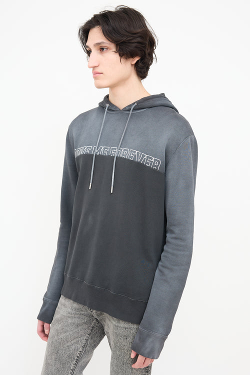 Saint Laurent Dark Grey & Black Love Forever Hoodie