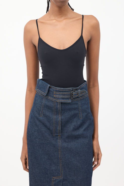 Saint Laurent Dark Wash Denim Pencil Skirt