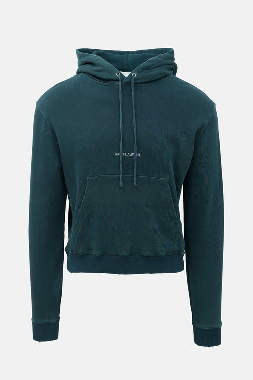 Saint Laurent Distressed Logo Hoodie