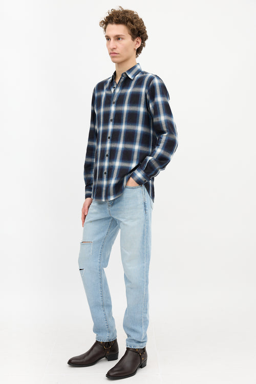 Saint Laurent Distressed Slim Leg Jeans