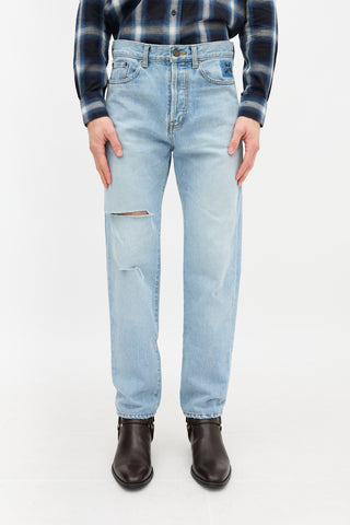 Saint Laurent Distressed Slim Leg Jeans
