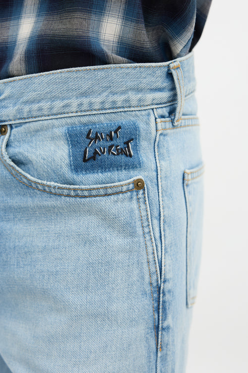 Saint Laurent Distressed Slim Leg Jeans