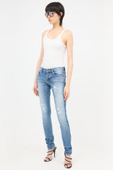 Saint Laurent Distressed Slim Leg Jeans