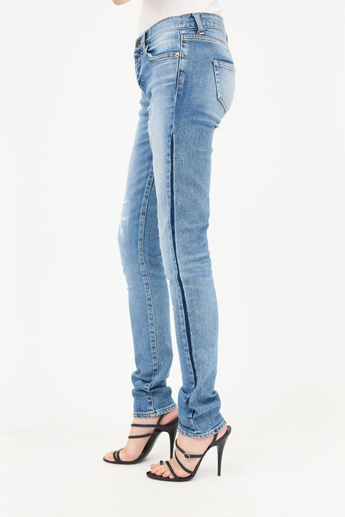 Saint Laurent Distressed Slim Leg Jeans