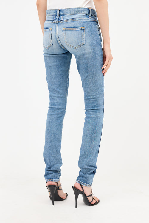 Saint Laurent Distressed Slim Leg Jeans
