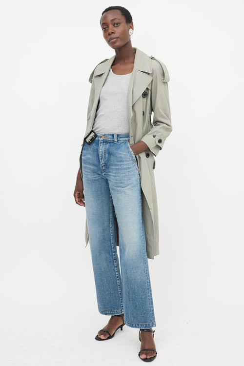 Saint Laurent Distressed Straight Leg Jeans