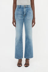 Saint Laurent Distressed Straight Leg Jeans