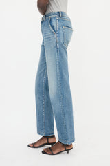 Saint Laurent Distressed Straight Leg Jeans