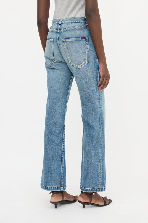 Saint Laurent Distressed Straight Leg Jeans