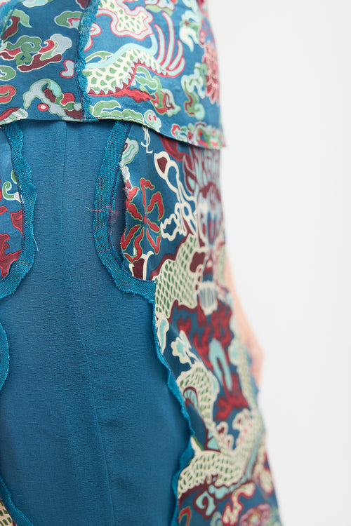 Saint Laurent FW 2004 Silk Satin Printed Set