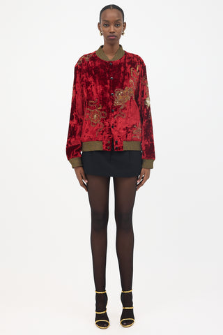 Saint Laurent FW 2019 Velvet Embroidered Bomber Jacket