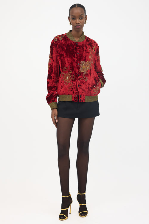 Saint Laurent FW 2019 Velvet Embroidered Bomber Jacket