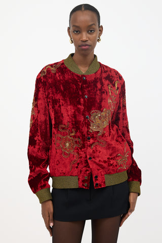 Saint Laurent FW 2019 Velvet Embroidered Bomber Jacket