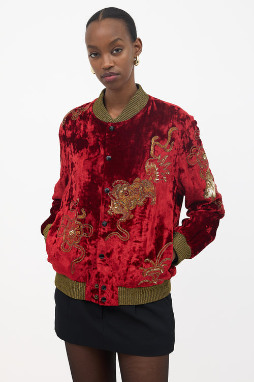 Saint Laurent FW 2019 Velvet Embroidered Bomber Jacket