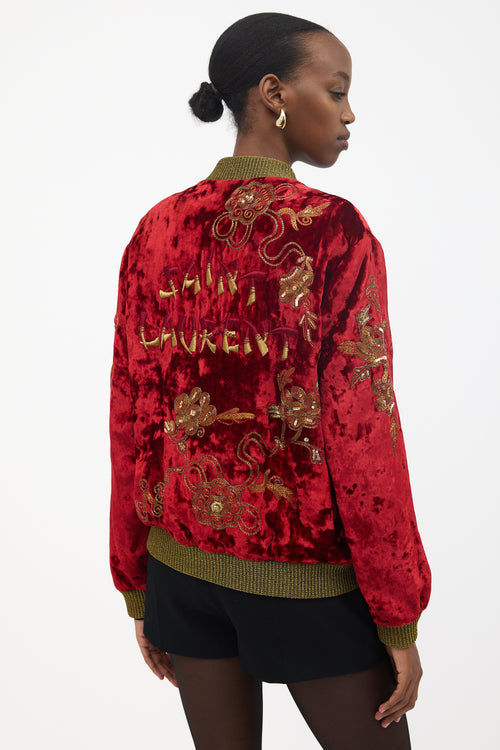 Saint Laurent FW 2019 Velvet Embroidered Bomber Jacket