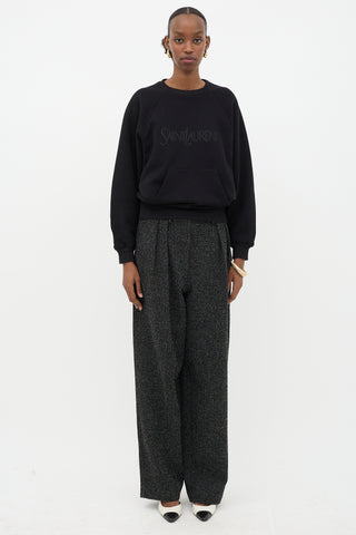 Saint Laurent Glitter Logo Crewneck Sweatshirt